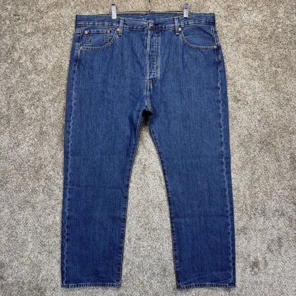 Levis 501 Jeans Mens 40x30 Blue Original Straight Button Fly Medium Wash Denim - Picture 2 of 10